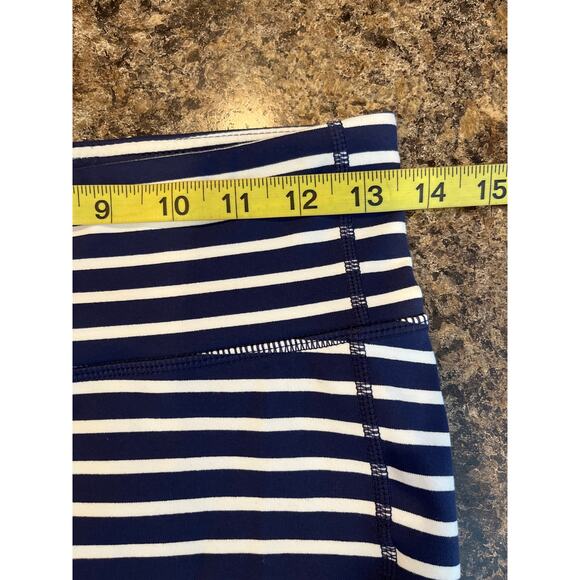 Athleta Small Capri Chaturanga Blue & White Striped Leggings - Picture 7 of 8